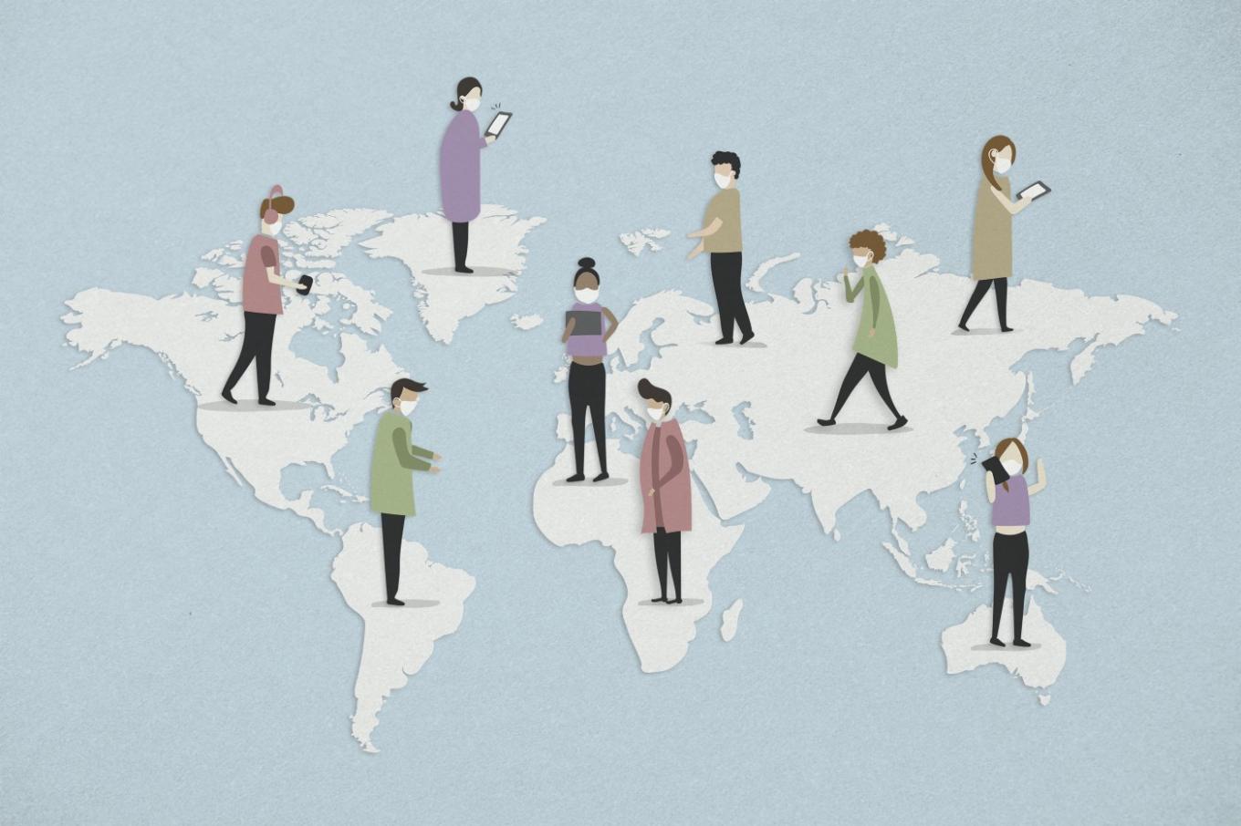 Banner for Lessons for Democracy article illustrating the map of the world. 