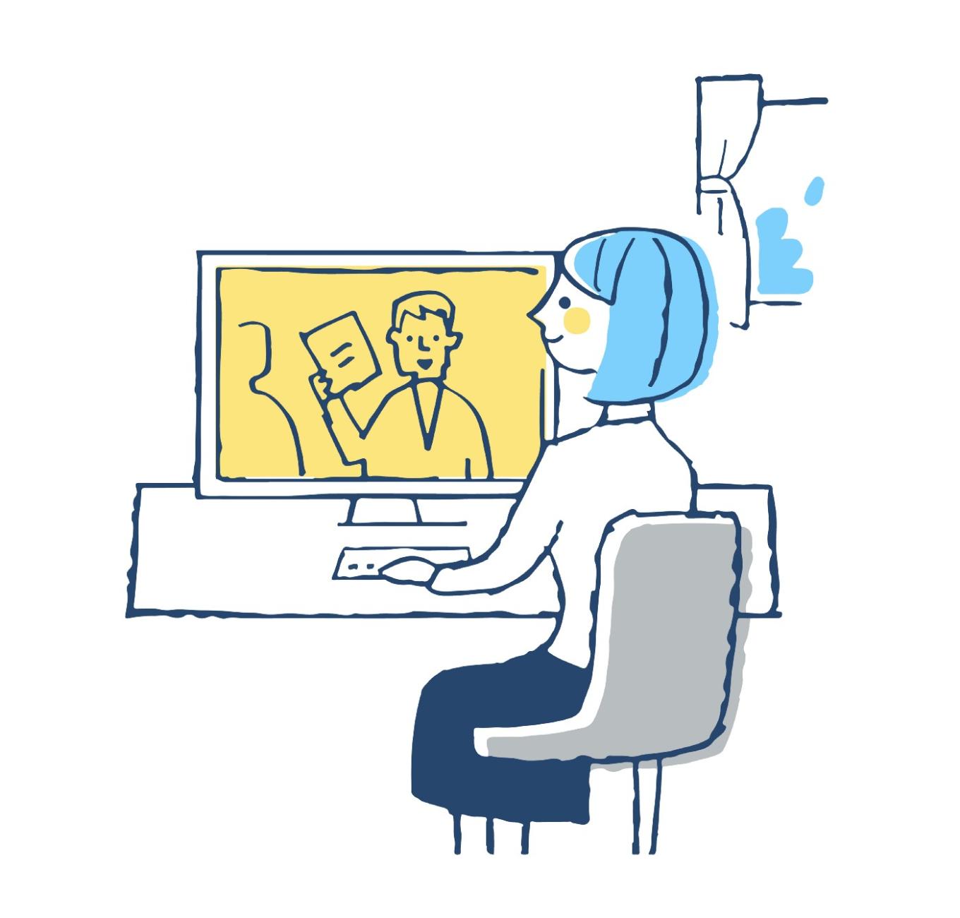 Drawing with a person working from home. 